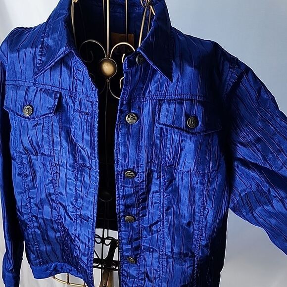 Royal Blue Lightweight Textured Jacket Size 12 - Picture 1 of 12